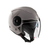 Casco EL'CITY, un casco jet con visiera doppia e ventilazione. Colore Grigio Moondust Opaco. Di TUCANO URBANO.
